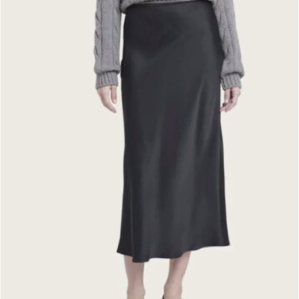 Black Silk Women's Midi Skirt